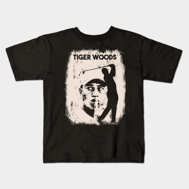 Vintage Distressed Tiger Woods Kids T-Shirt by Yopi